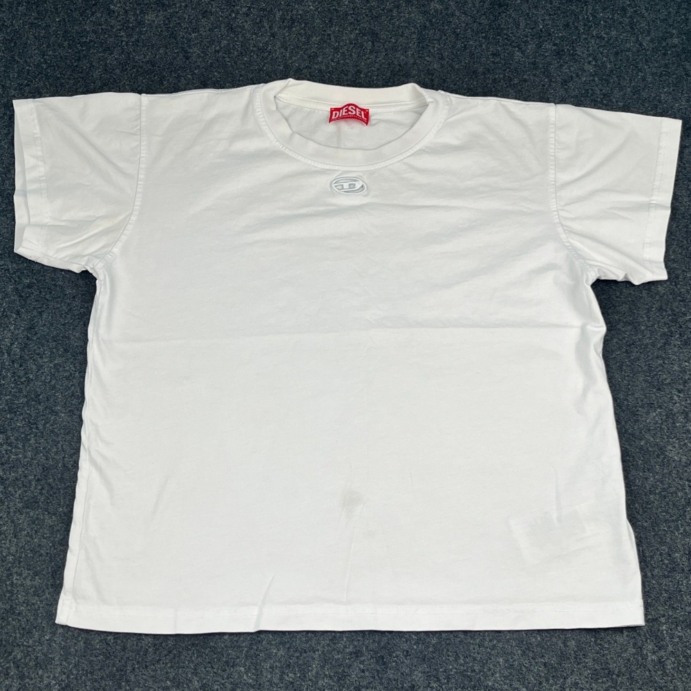 Diesel T-Marey White Embroidered Logo Short Sleeve T-Shirt A17736 Mens Small
